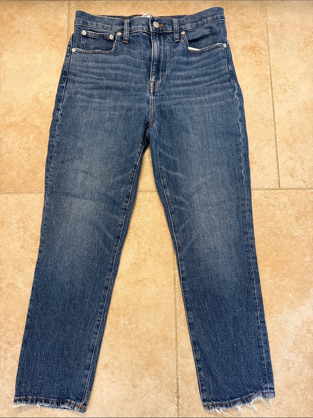 Madewell High-Rise Slim Crop Boy Jeans in Medium Blue Wash